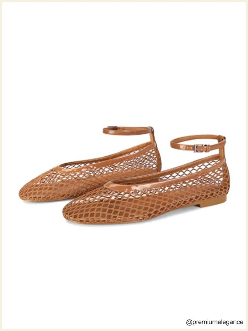 Womens Mesh Ballet Flats Round Toe Buckle Strap Fishnet Mary Jane Shoes
